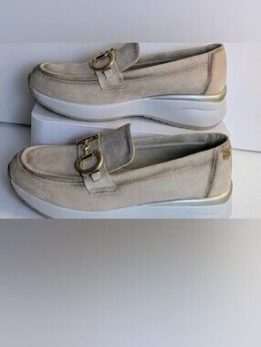 Xti Women's Beige Textile Slip-On Loafer Comfort Wedge Heel EU 40 US 9 nwot